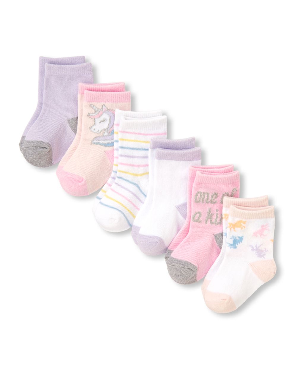Baby Girls Metallic Unicorn Socks 6-Pack