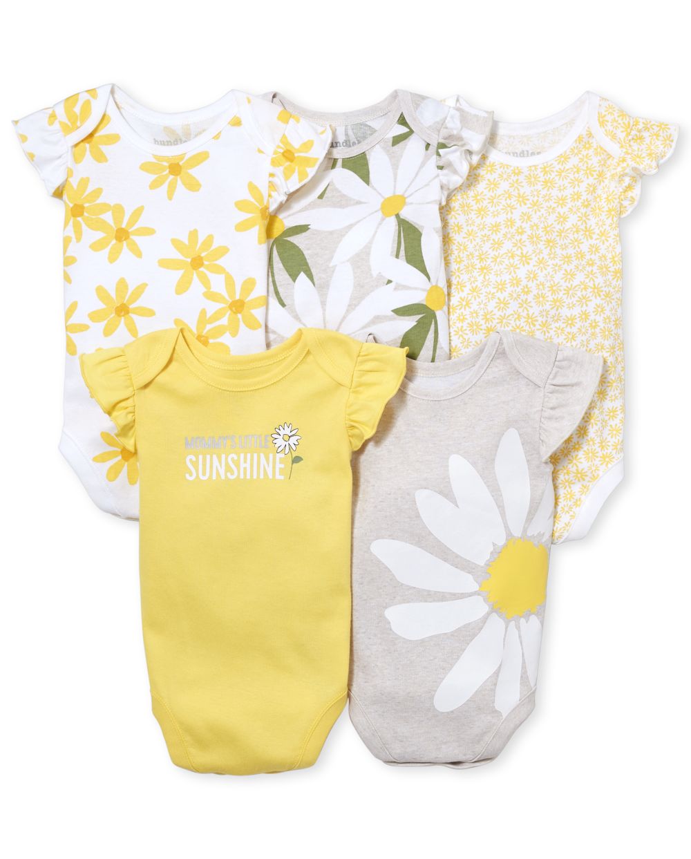 Baby Girls Short Flutter Sleeve Daisy Bodysuit 5-Pack