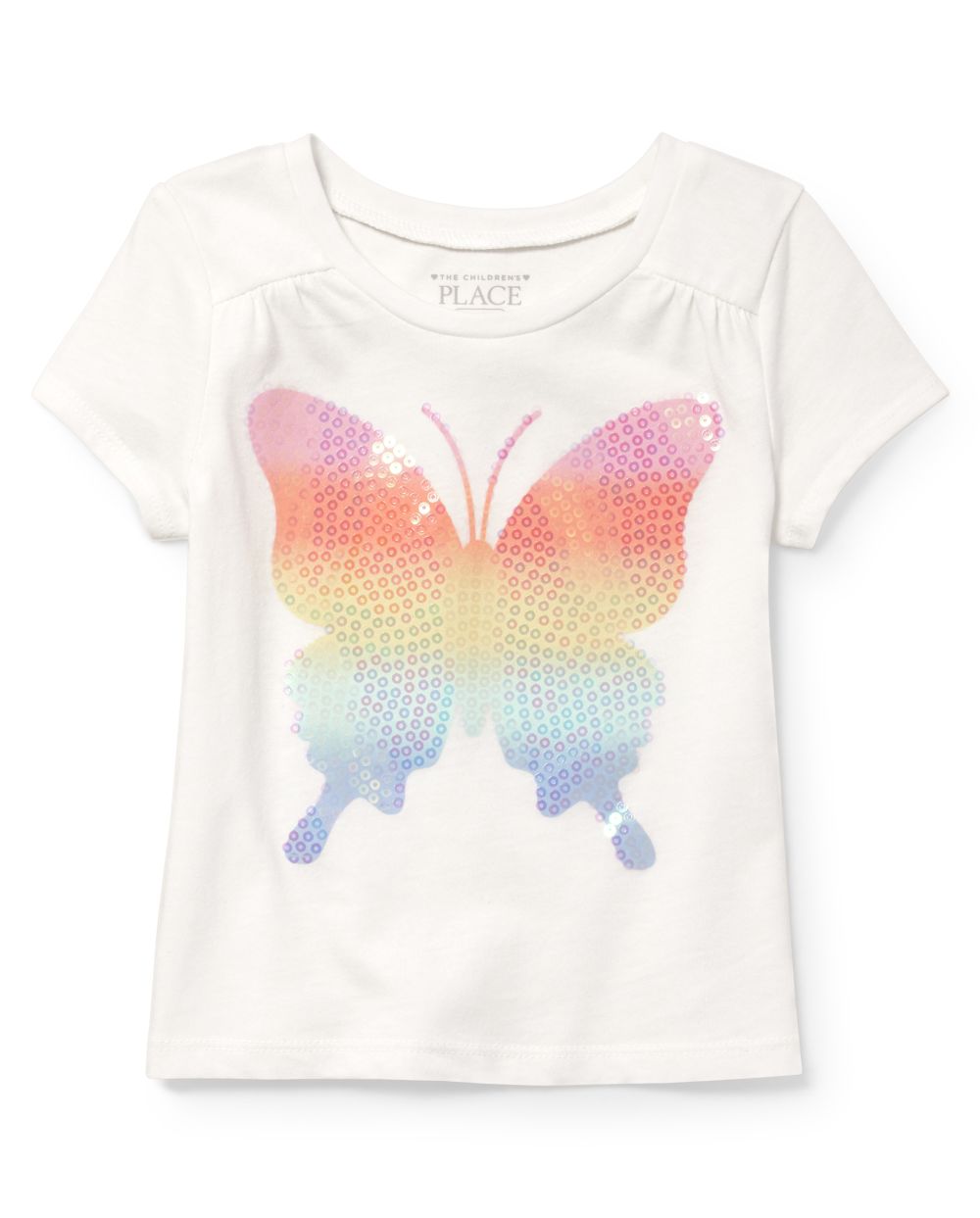 Baby And Toddler Girls Short Sleeve Embellished Graphic Top
