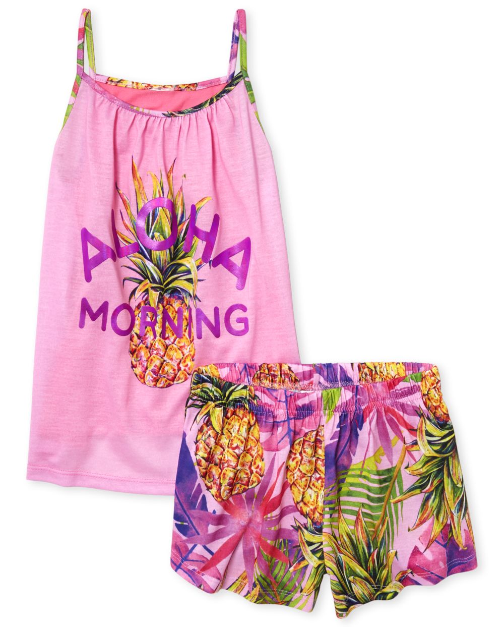 Girls Sleeveless 'Aloha Morning' Pineapple Pajamas