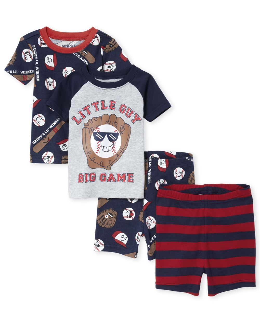 Baby And Toddler Boys Baseball Snug Fit Cotton 4-Piece Pajamas