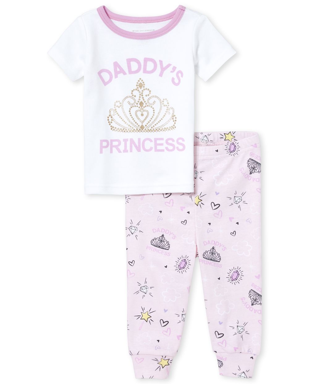 Baby And Toddler Girls Short Sleeve 'Daddy's Princess' Crown Snug Fit
