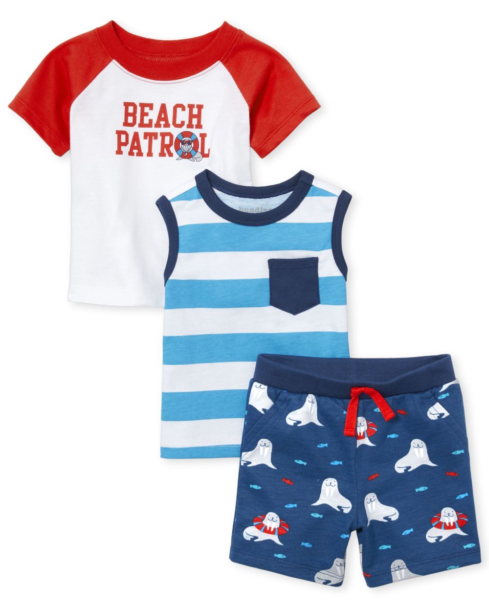 Baby Boys 'Beach Patrol' Graphic Tops And Knit Shorts 3Piece Playwear Set