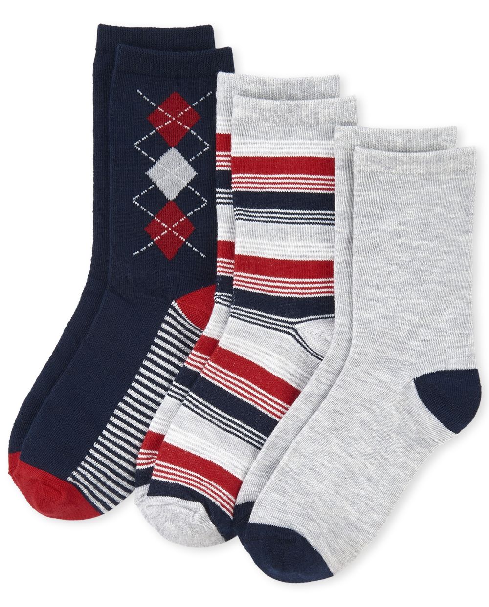 Boys Uniform Argyle Crew Socks 3Pack
