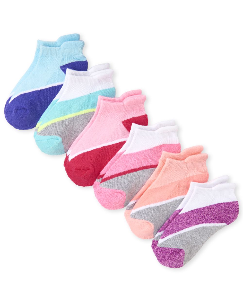 Girls Print Cushioned Ankle Socks 6-Pack