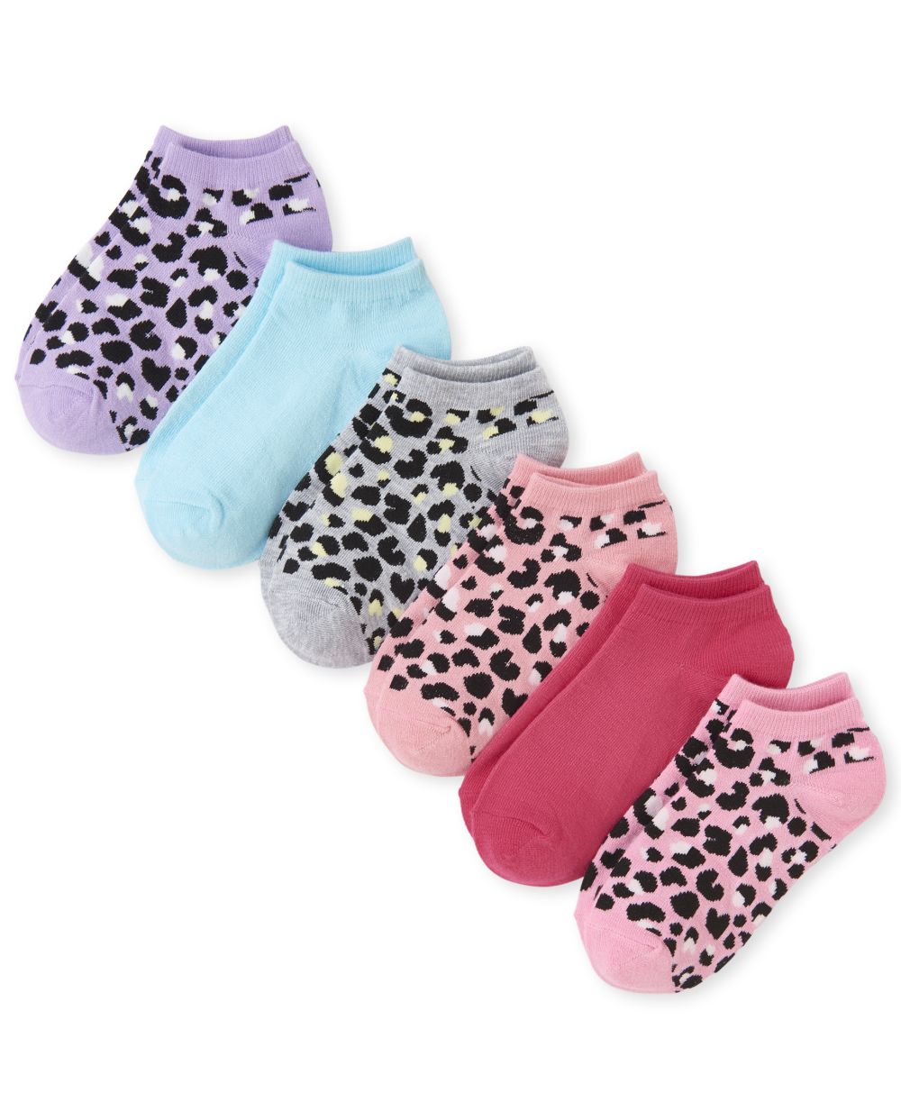 Girls Leopard Print Ankle Socks 6-Pack