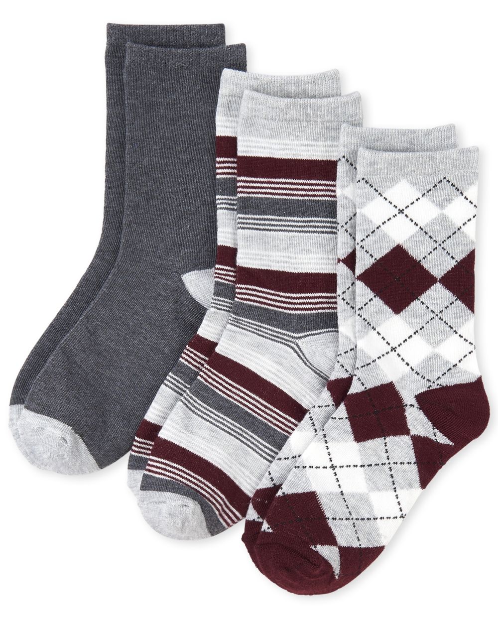 Boys Uniform Argyle Crew Socks 3Pack