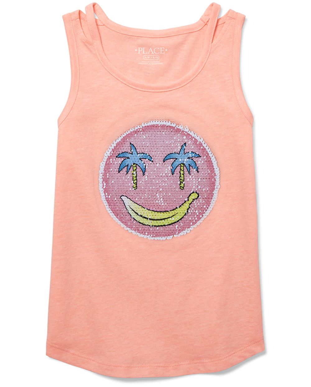 Girls Flip Sequin Graphic Cut Out Tank Top