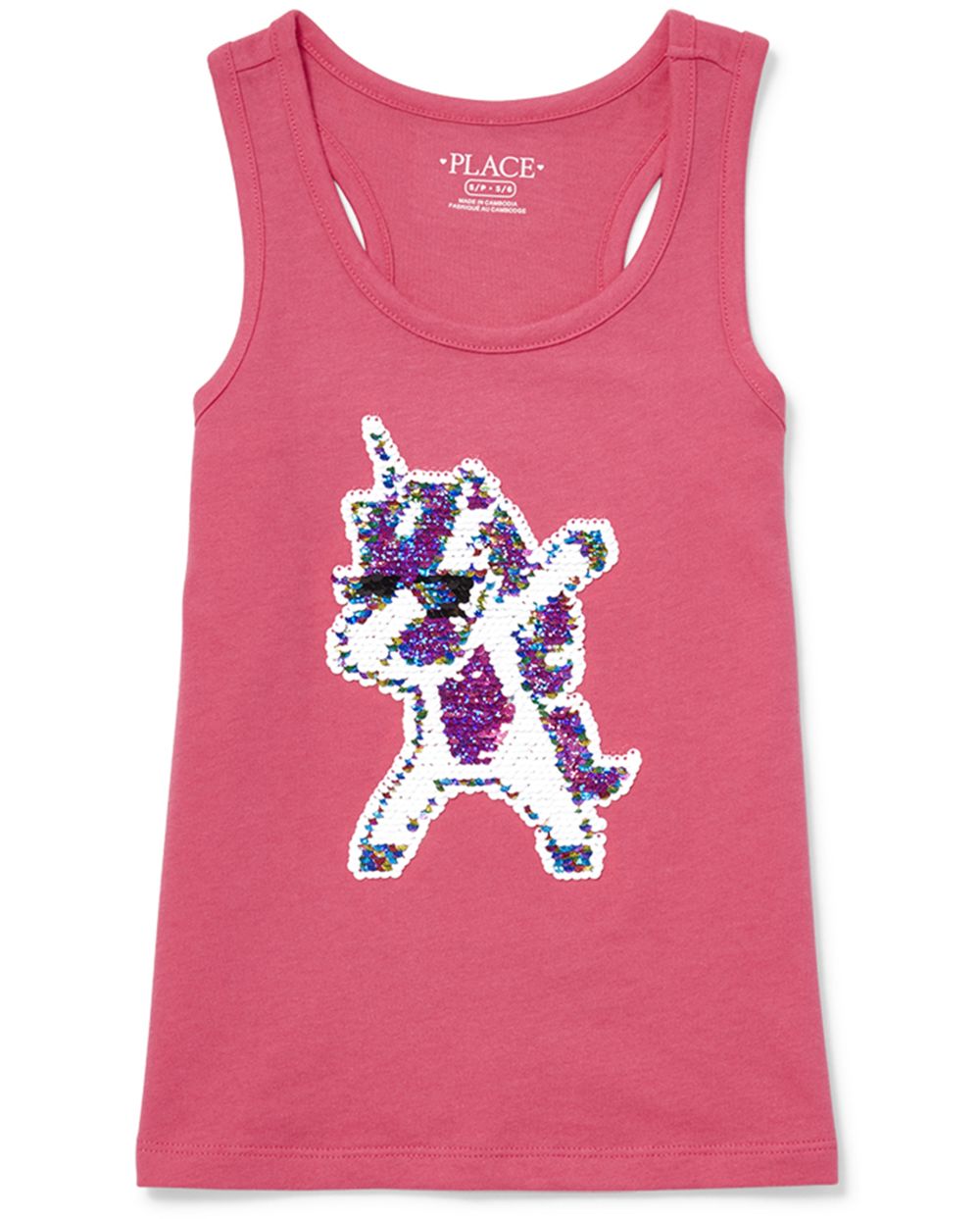 Girls Flip Sequin Graphic Racerback Tank Top