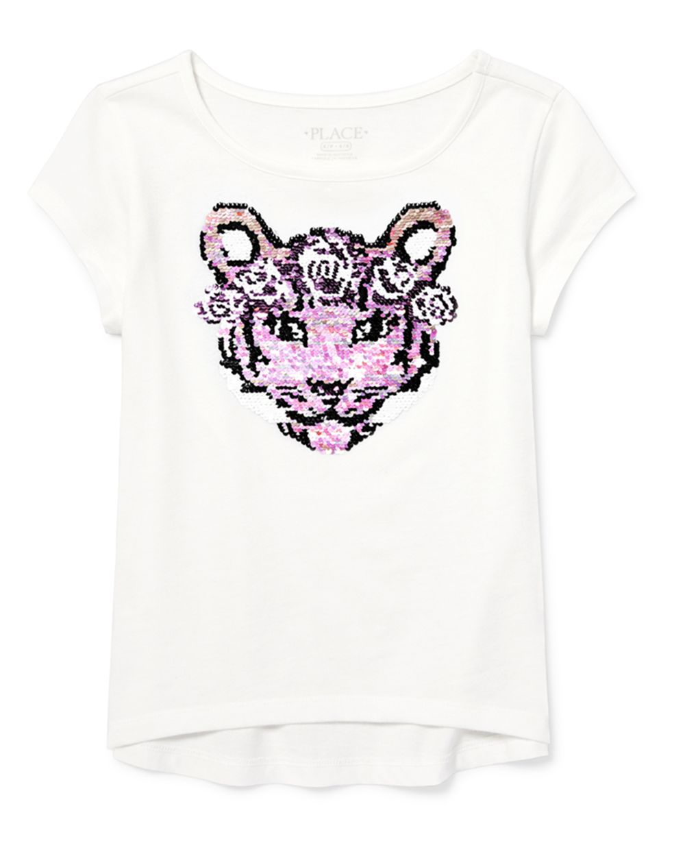 Girls’ Pink Cotton Hosiery Top – Long Sleeve & NY Sequin Graphic main image 1