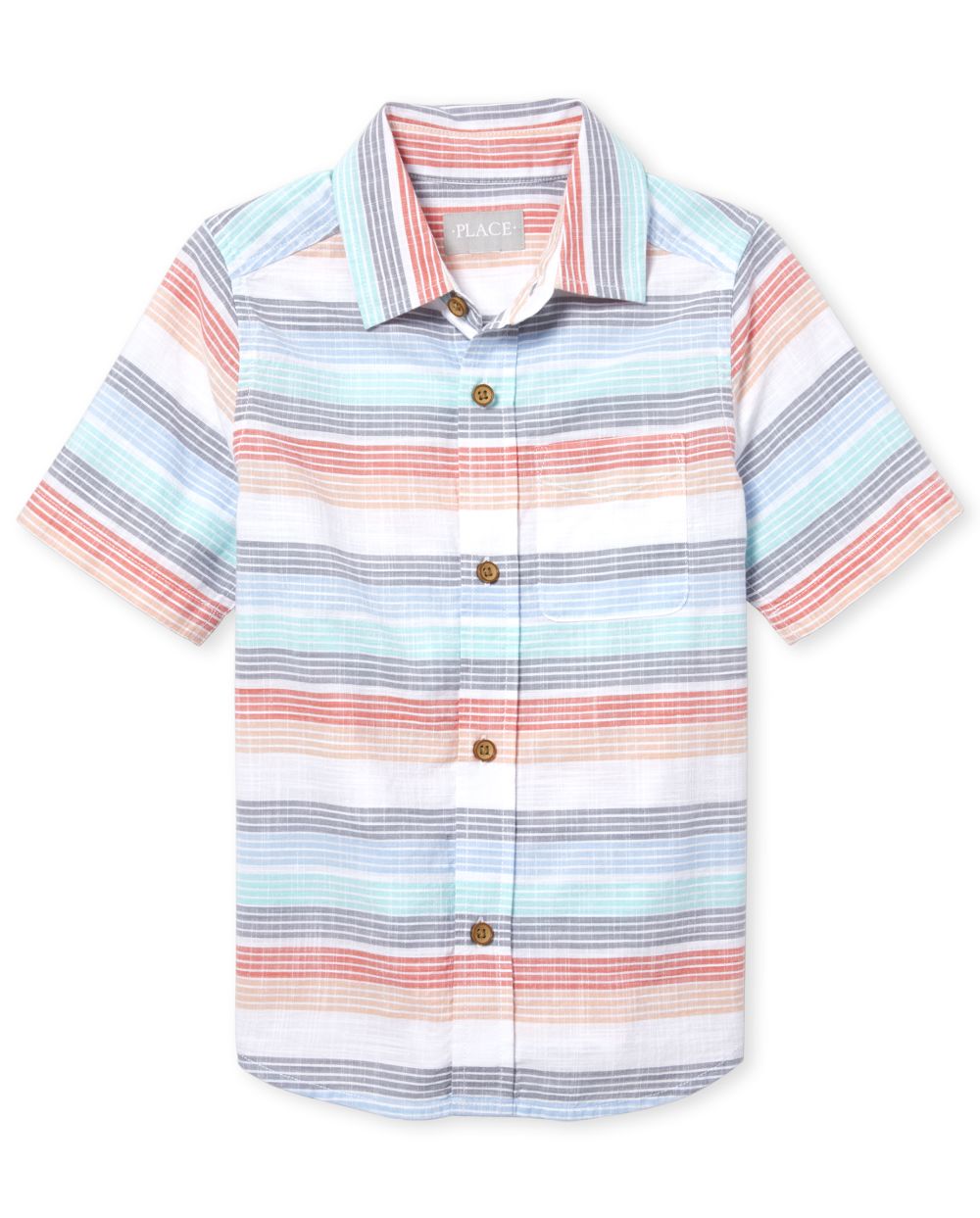 Boys Dad And Me Short Sleeve Striped Matching Chambray Button Down Shirt