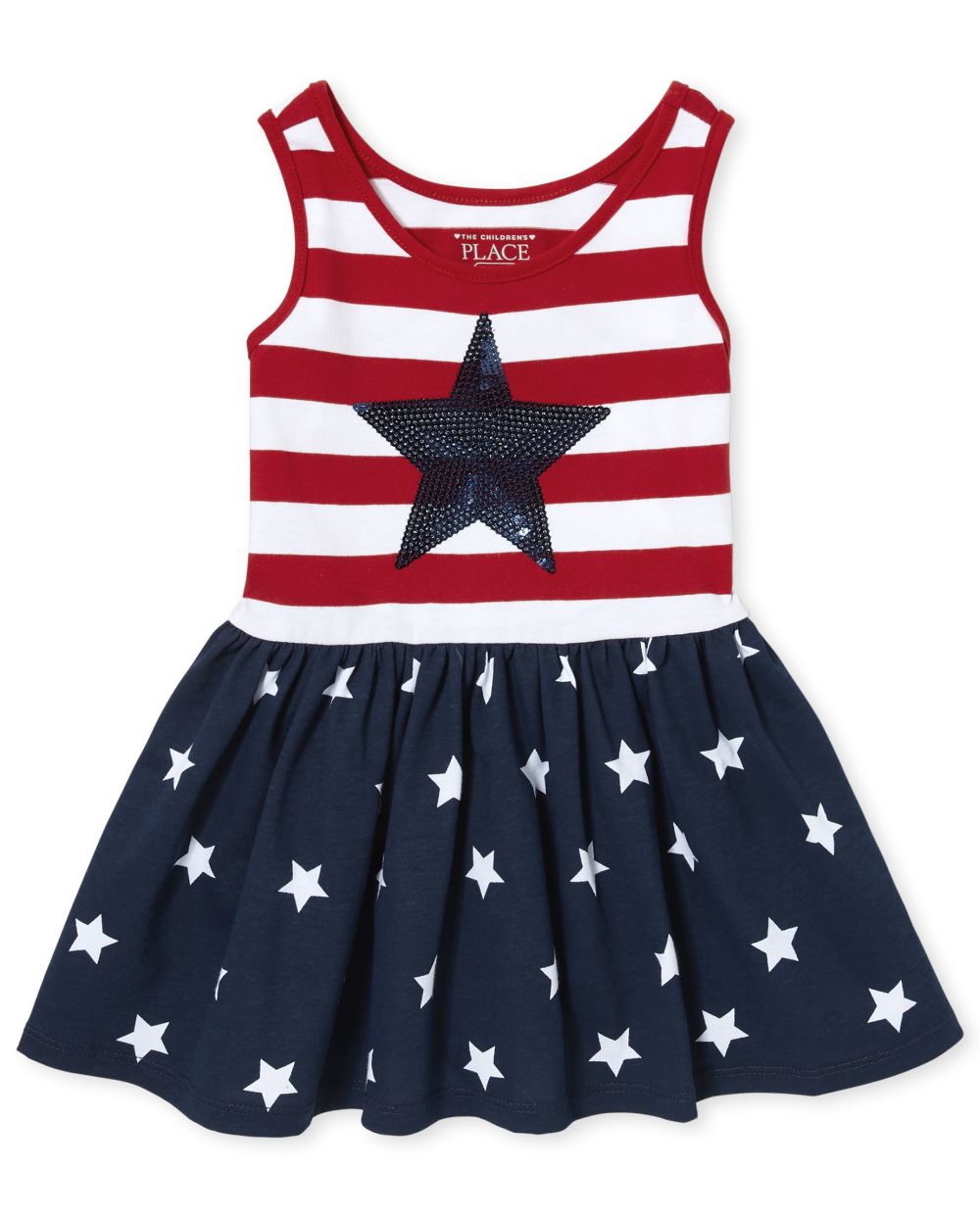 Baby And Toddler Girls Americana Sleeveless Stars And Stripes Print