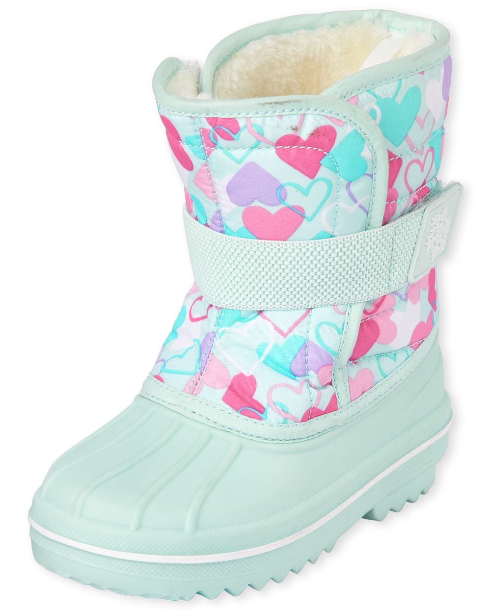 Toddler Girls Heart Print Canvas Snow Boots