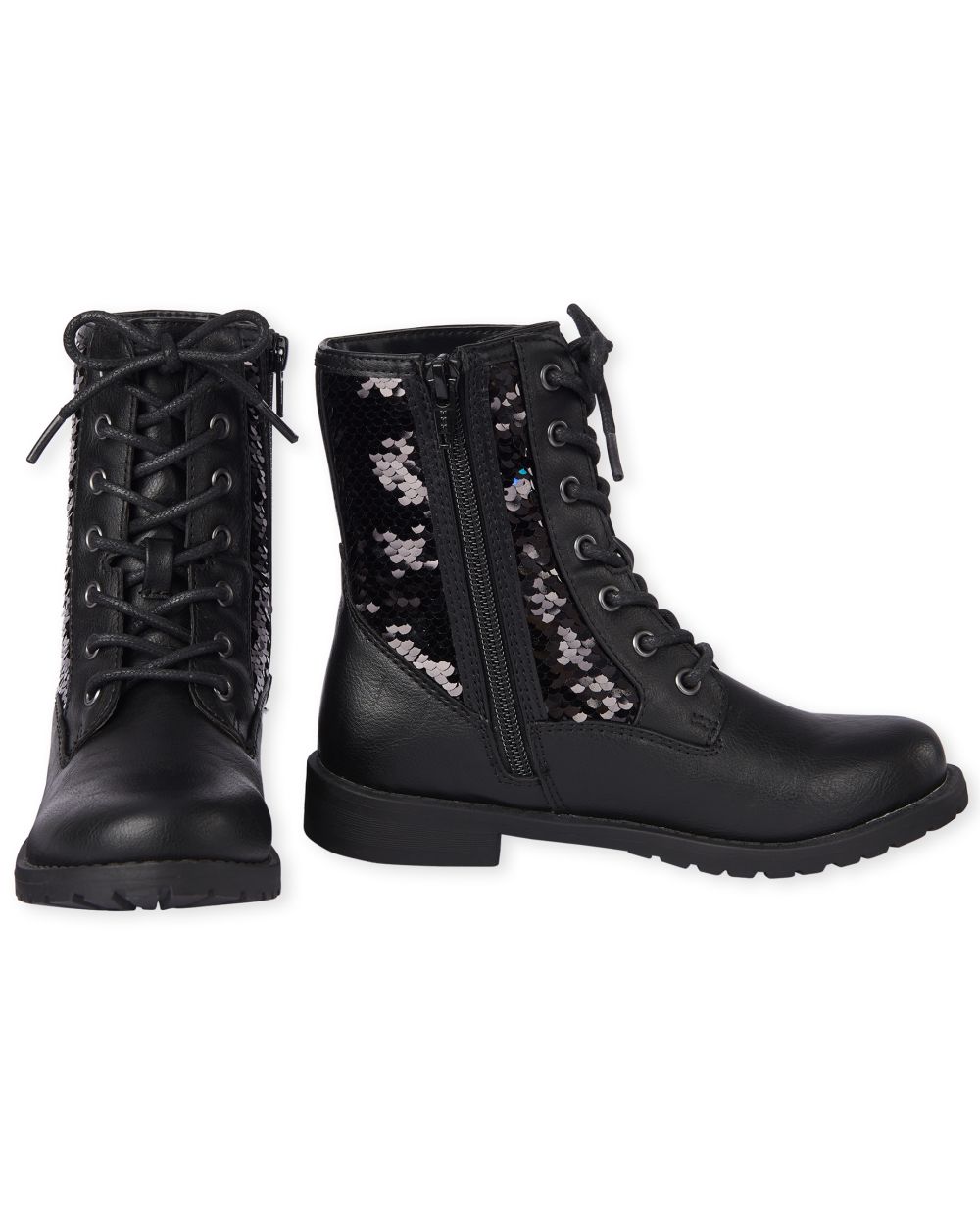 girls black sequin boots