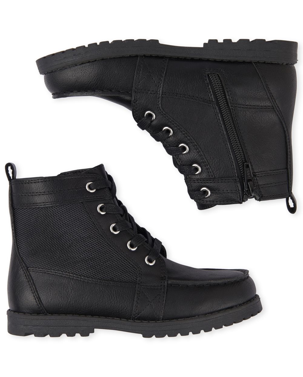 Boys Christmas Faux Leather Lace Up Boots