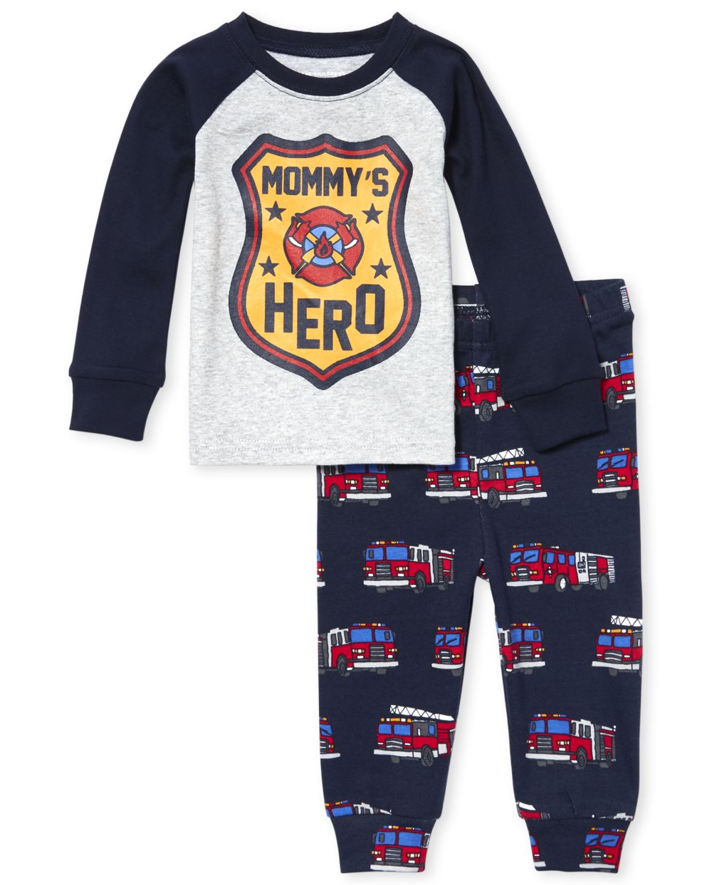 Baby And Toddler Boys Long Sleeve Fire Truck Snug Fit Cotton Pajamas