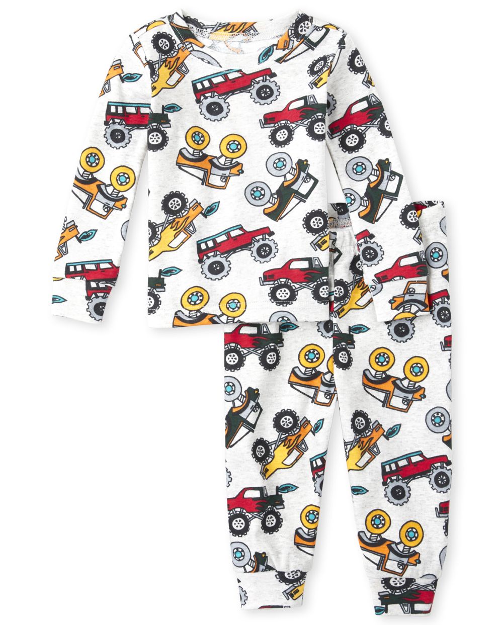 Baby And Toddler Boys Long Sleeve Monster Truck Snug Fit Cotton Pajamas