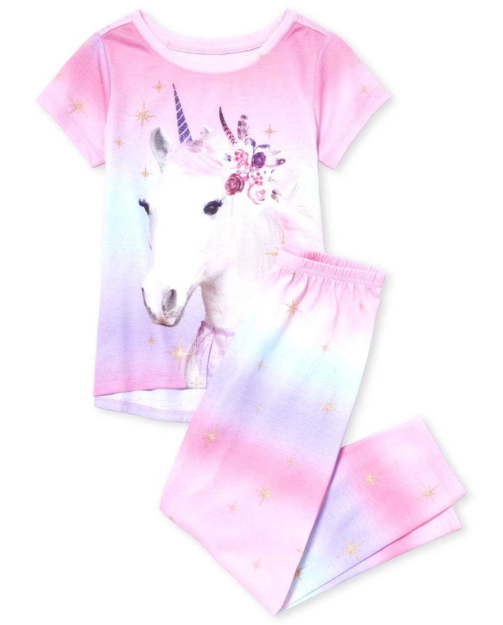 Girls Short Sleeve Unicorn Pajamas
