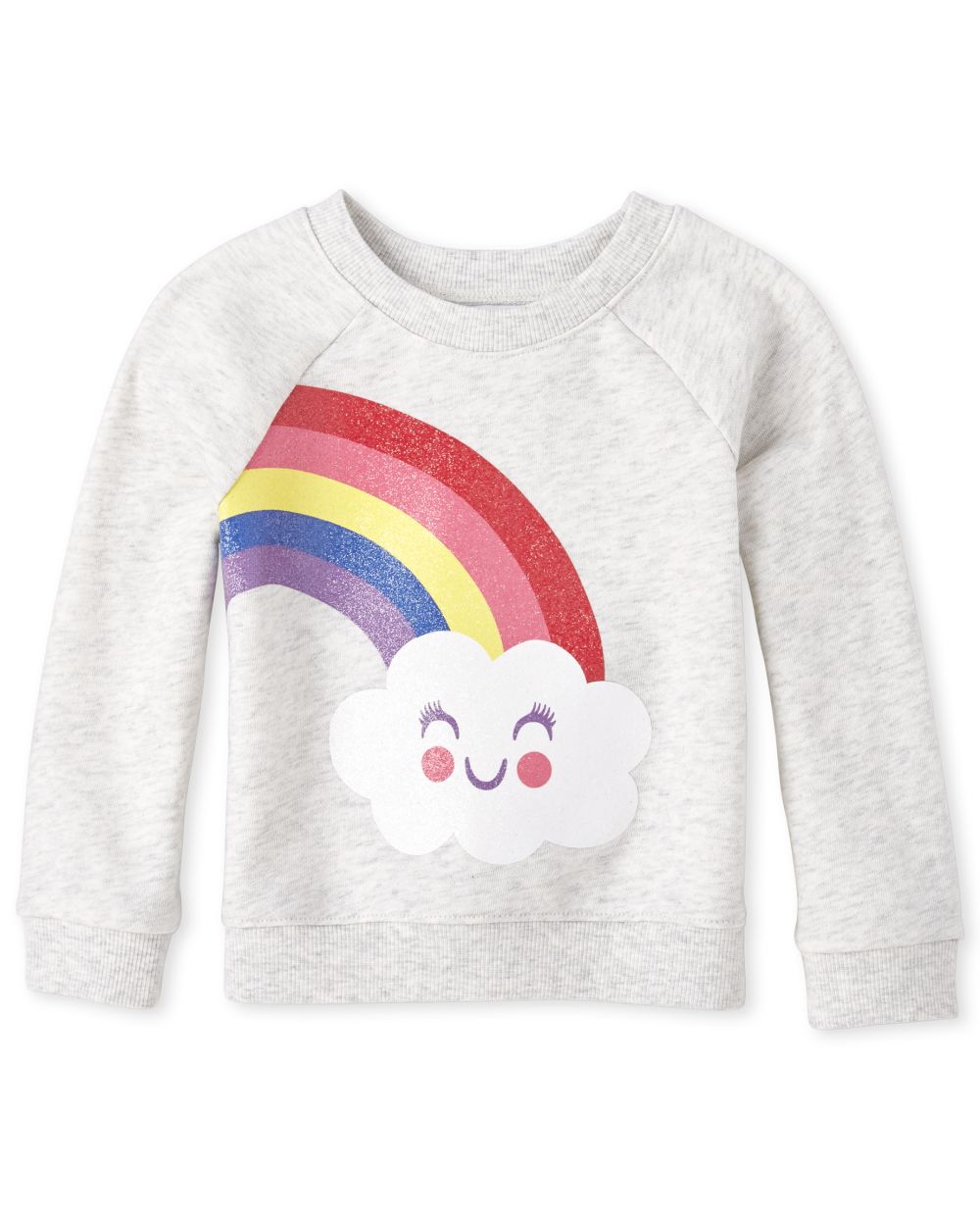 Baby And Toddler Girls Active Long Sleeve Glitter Rainbow Graphic ...