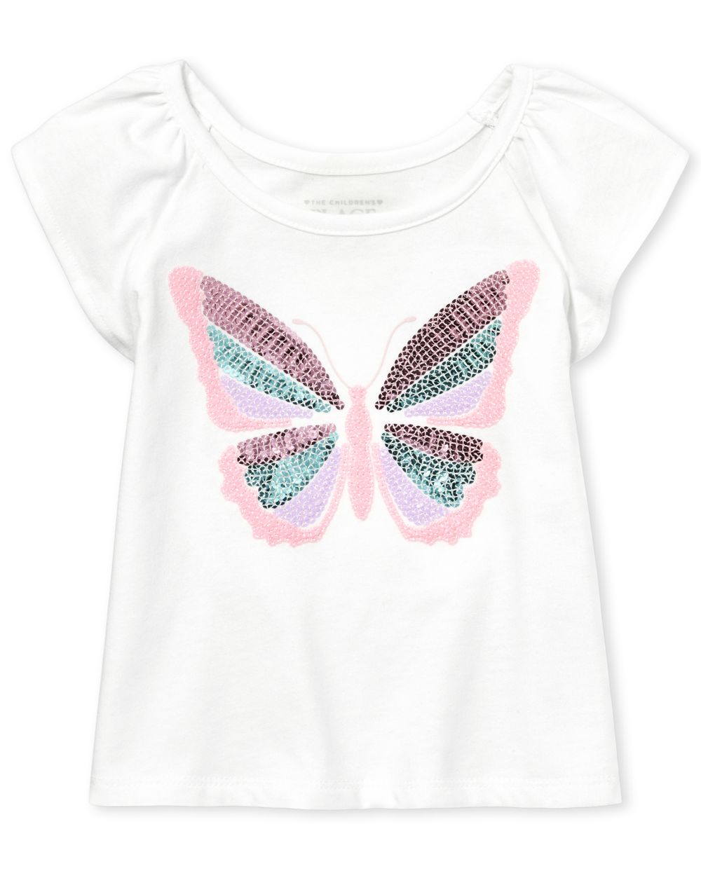 Baby And Toddler Girls Short Sleeve Embellished Graphic Top
