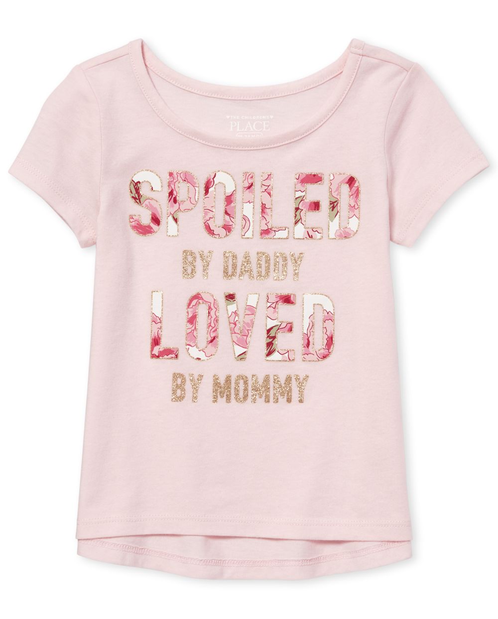 Baby And Toddler Girls Short Sleeve Glitter Graphic Top