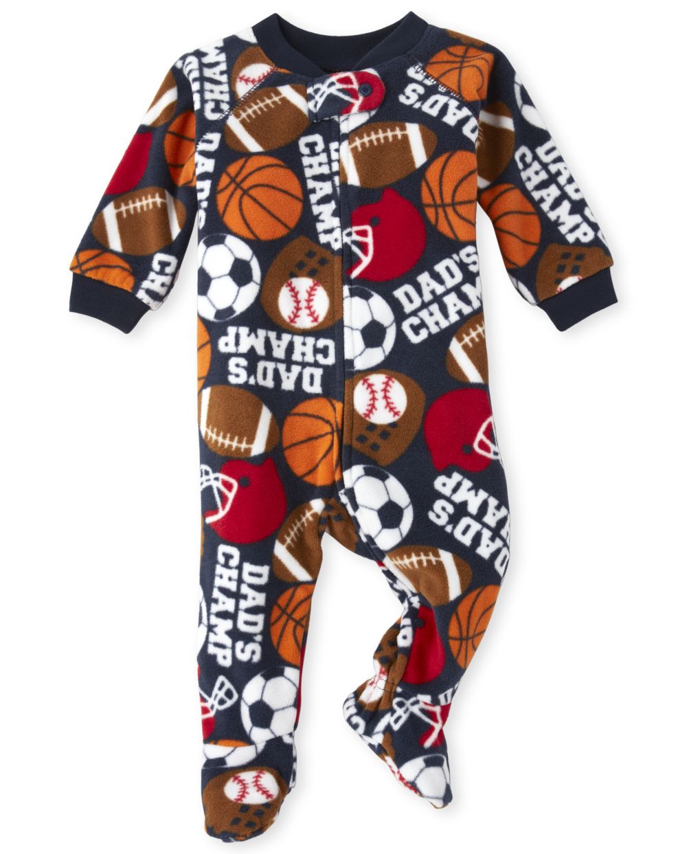 Baby And Toddler Boys Long Sleeve 'Dad's Champ' Sports Fleece Footed