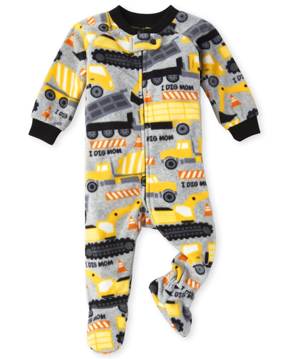 Baby And Toddler Boys Long Sleeve Construction Fleece Footed One Piece