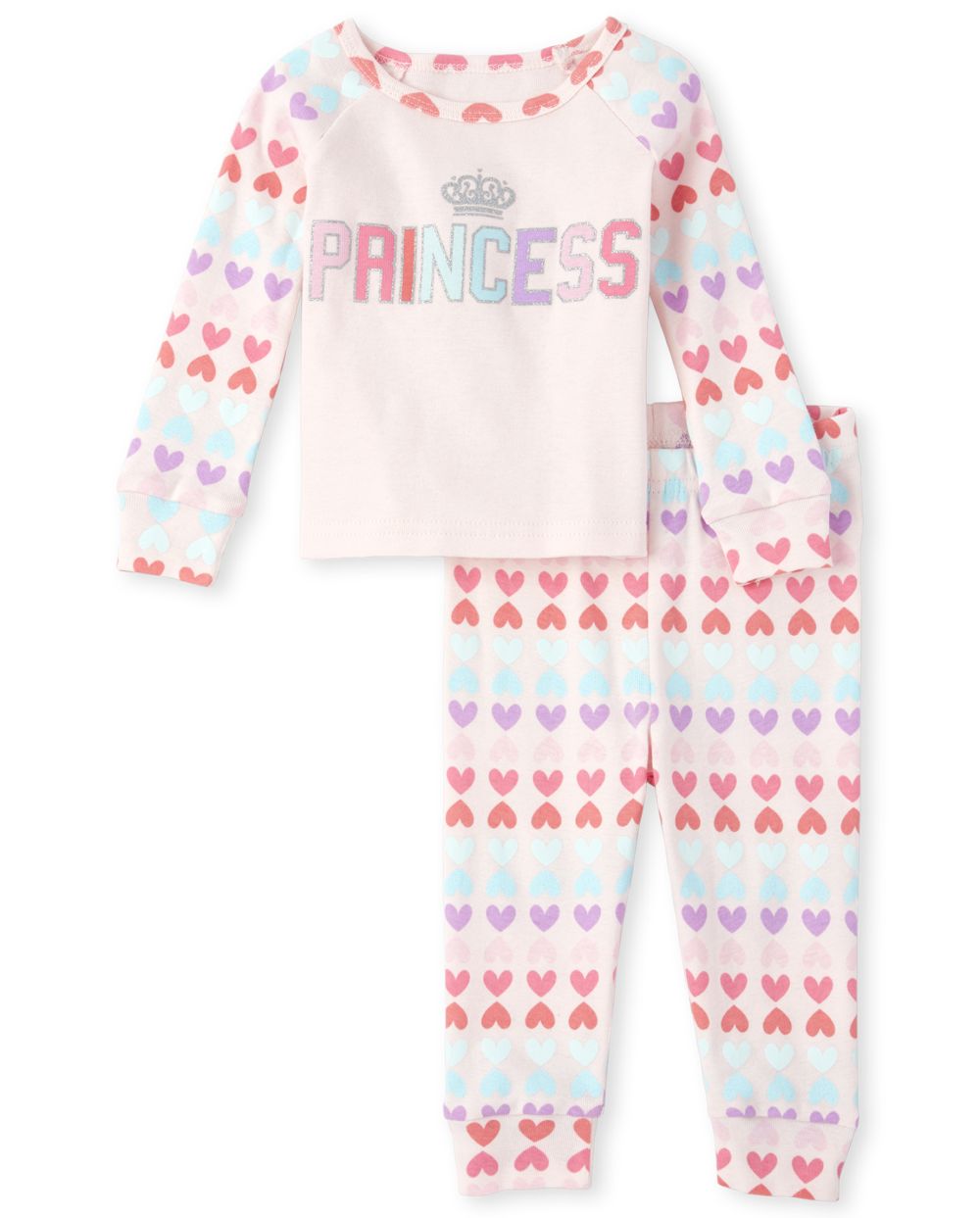 Baby And Toddler Girls Long Sleeve 'Princess' Heart Snug Fit Cotton Pajamas