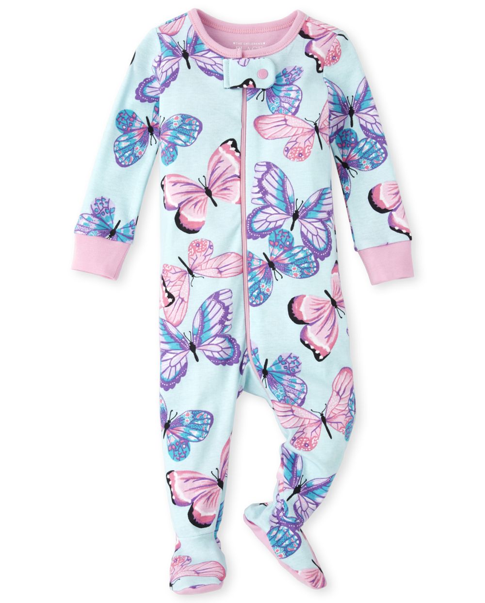 Baby And Toddler Girls Long Sleeve Butterfly Snug Fit Cotton Footed One