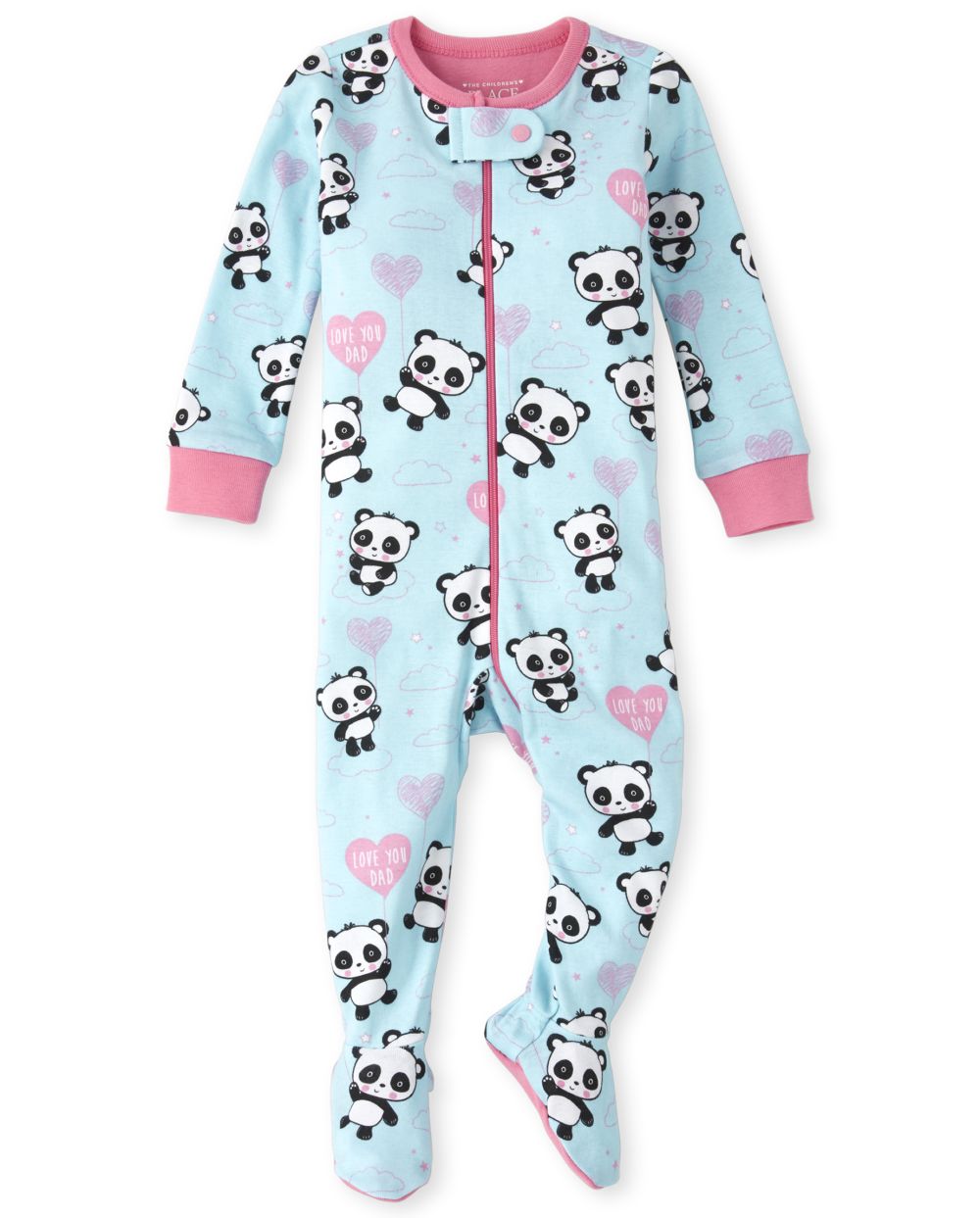 Baby And Toddler Girls Long Sleeve Panda Snug Fit Cotton Footed One