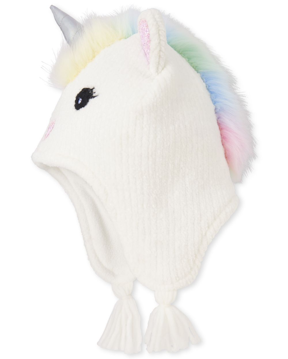 Toddler Girls Glitter Unicorn Hat And Mittens Set