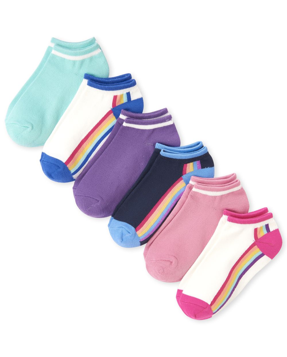 Girls Rainbow Super Soft Ankle Socks 6-Pack