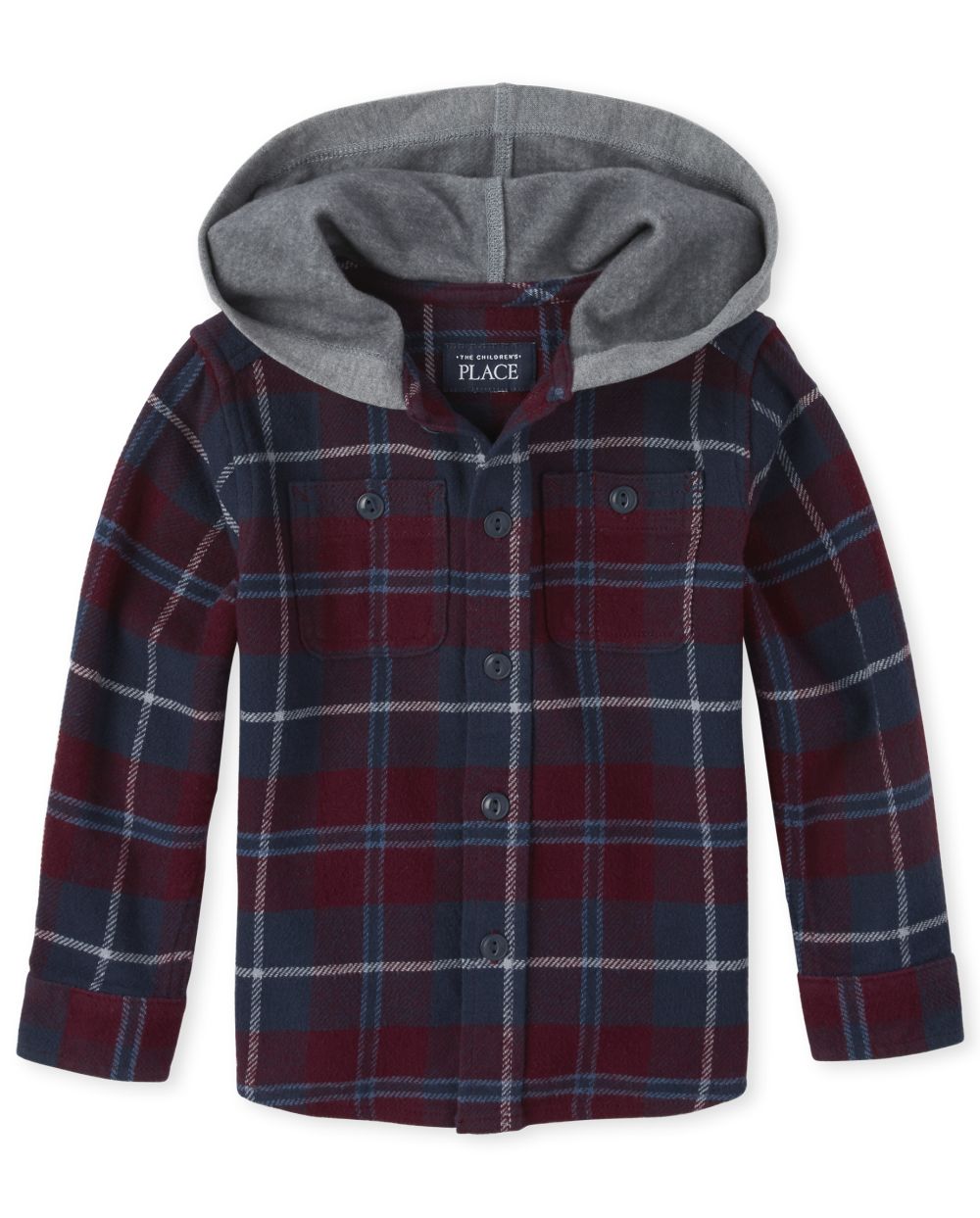 Baby And Toddler Boys Long Sleeve Plaid Twill Hooded Button Down Shirt