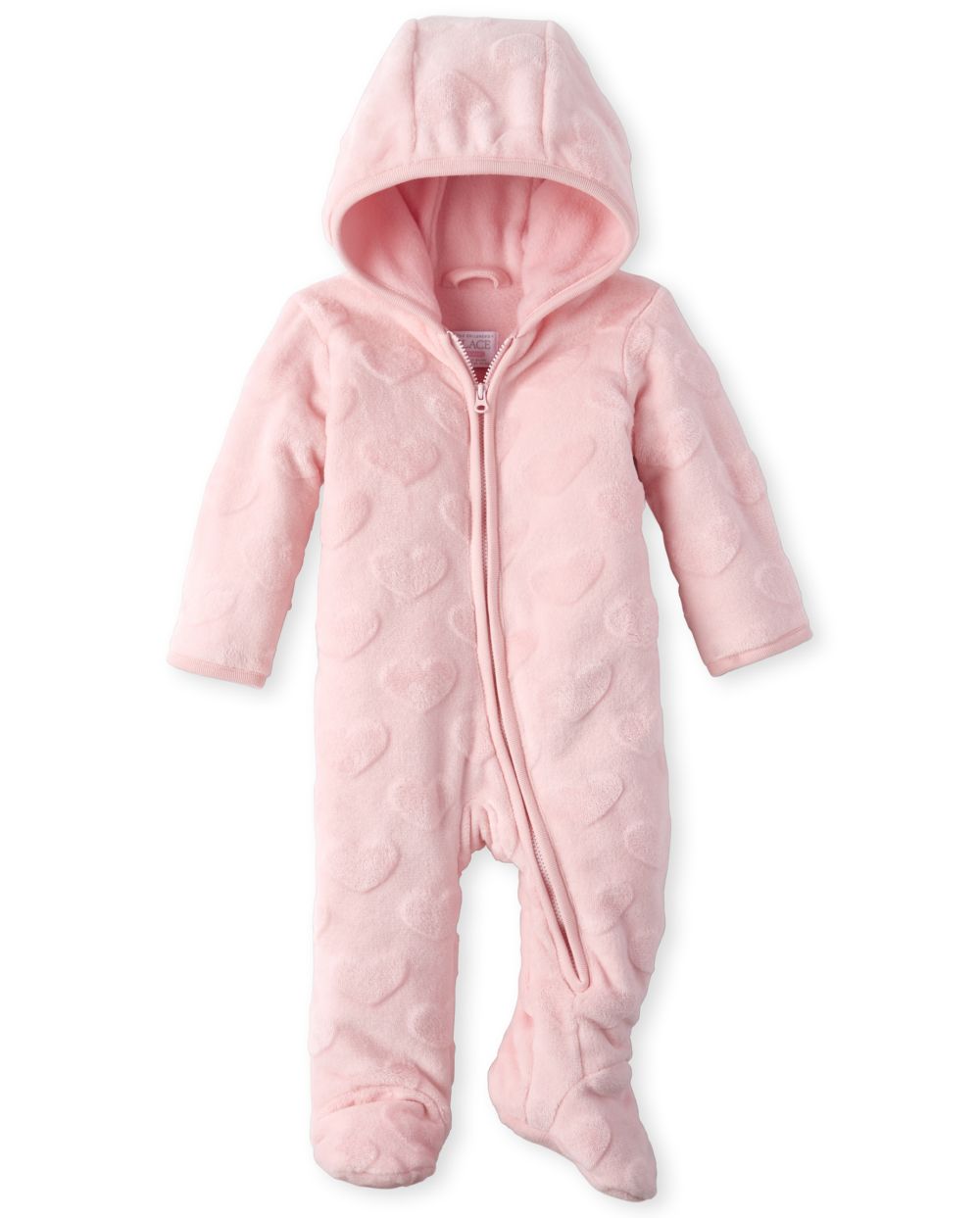 Baby Girls Long Sleeve Heart Print Sherpa Hooded Bunting