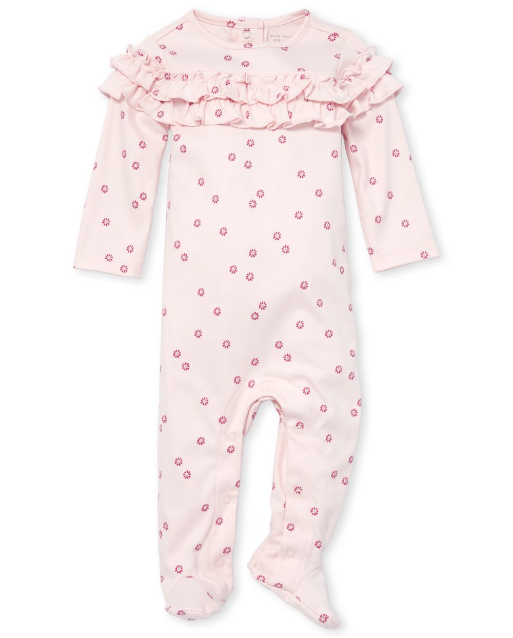 Baby Girls Long Sleeve Floral Print Cotton Coverall
