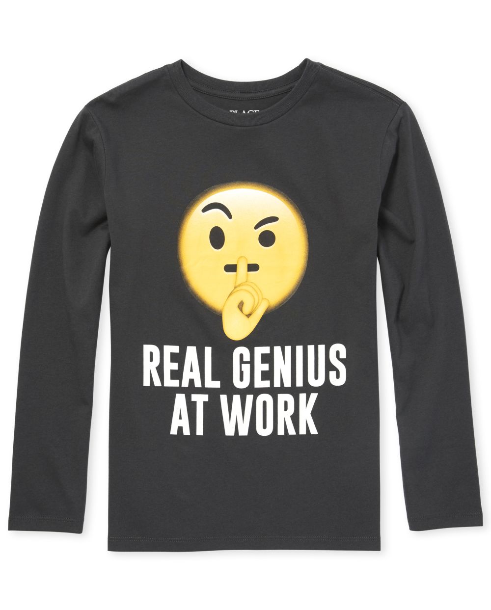 Boys Long Sleeve 'Real Genius' Emoji Graphic Tee