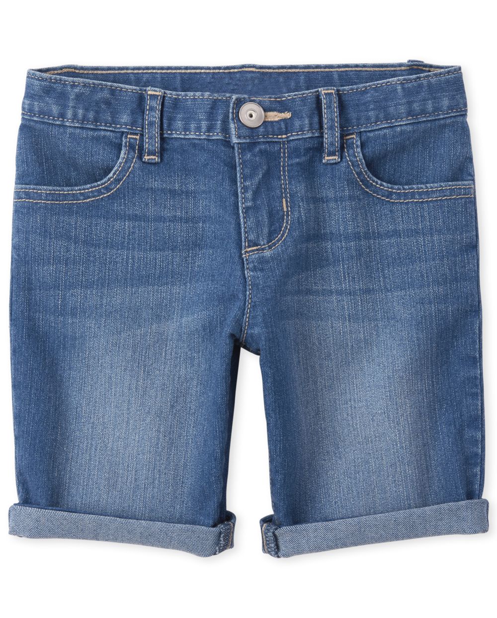 Girls Roll Cuff Denim Skimmer Shorts