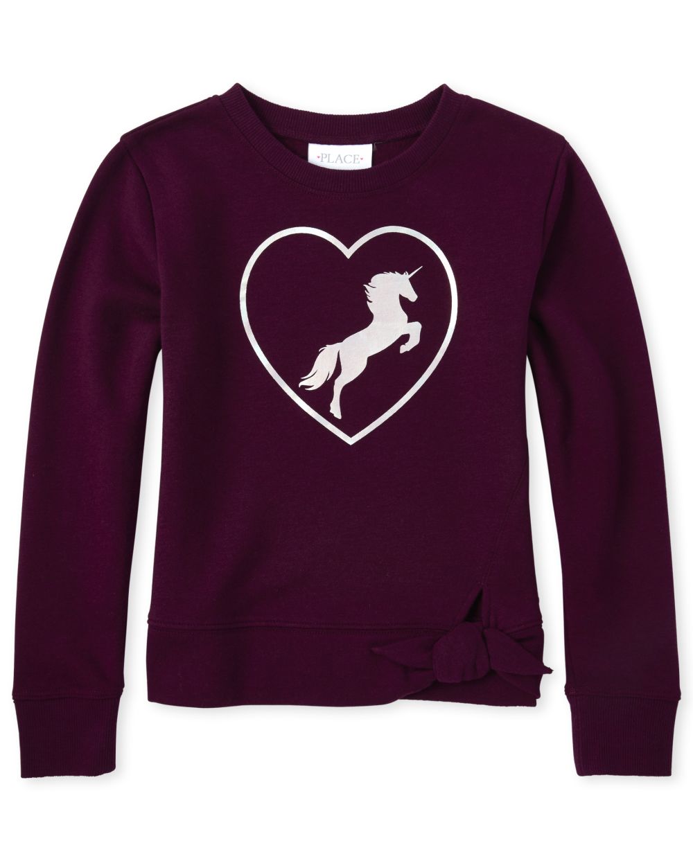 Girls Active Long Sleeve Foil Graphic Tie Front French Terry Sweatshirt