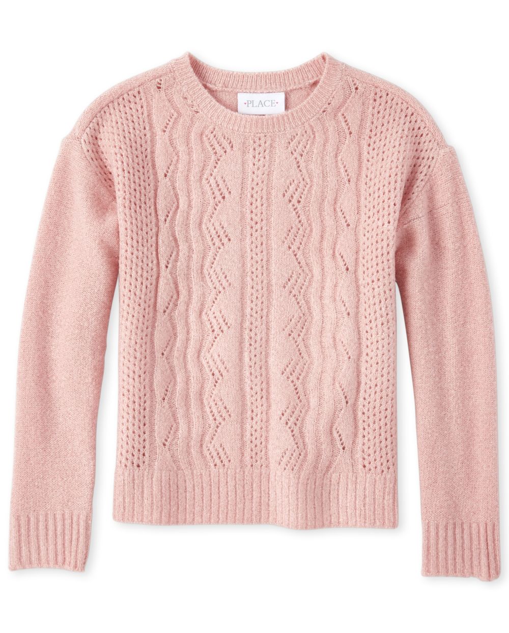 Girls Long Sleeve Glitter Cable Knit Sweater