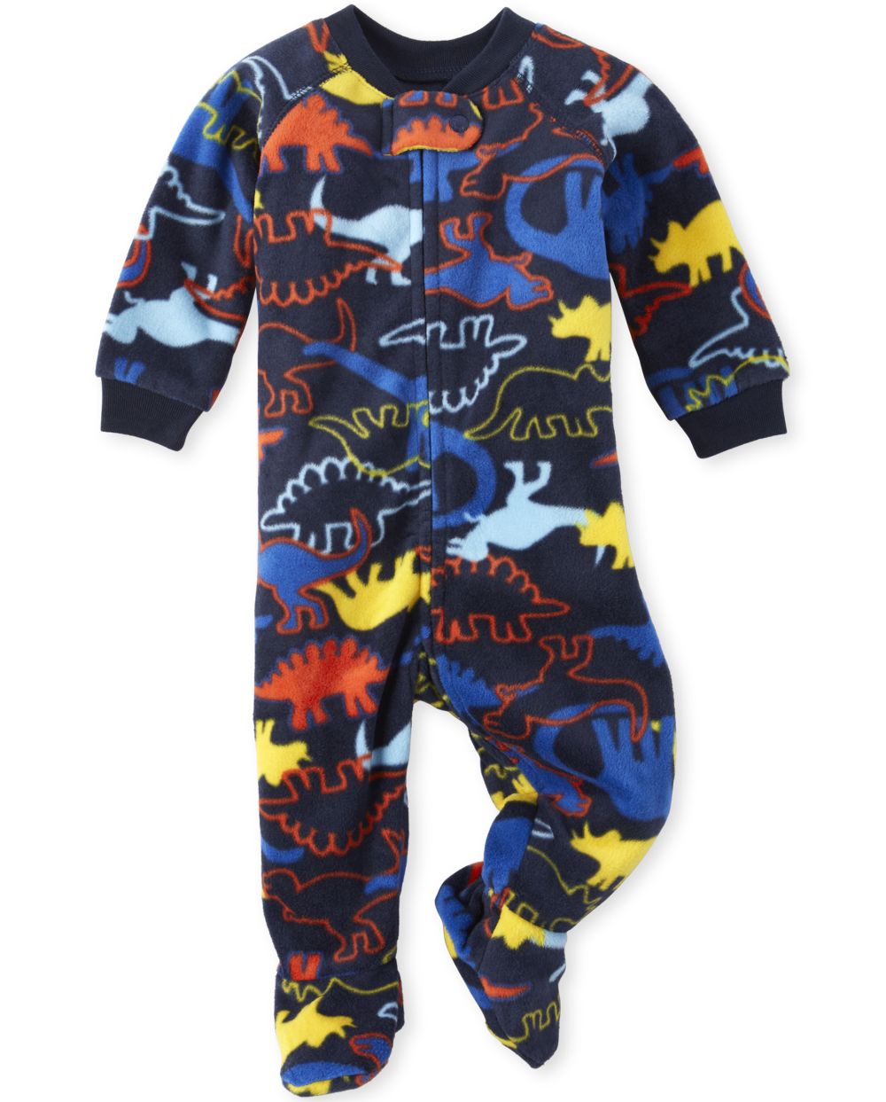 Baby And Toddler Boys Long Sleeve Dino Print Fleece Footed One Piece