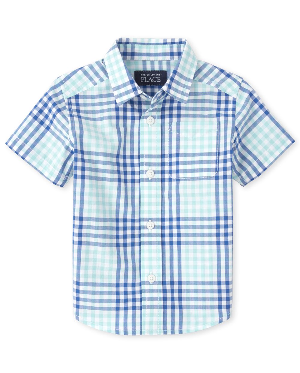 Baby And Toddler Boys Short Sleeve Plaid Poplin Matching Button Down Shirt