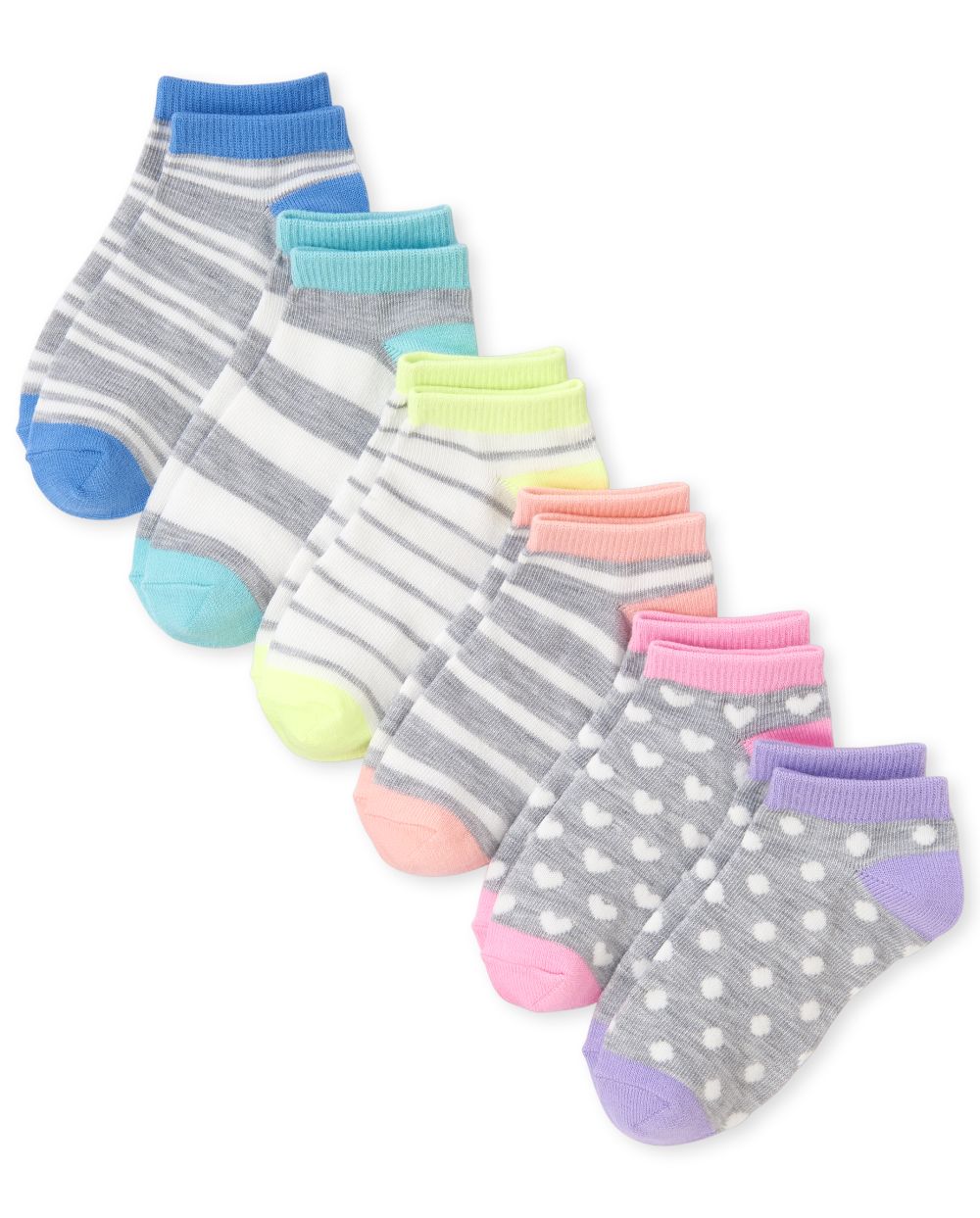Girls Striped Ankle Socks 6-Pack