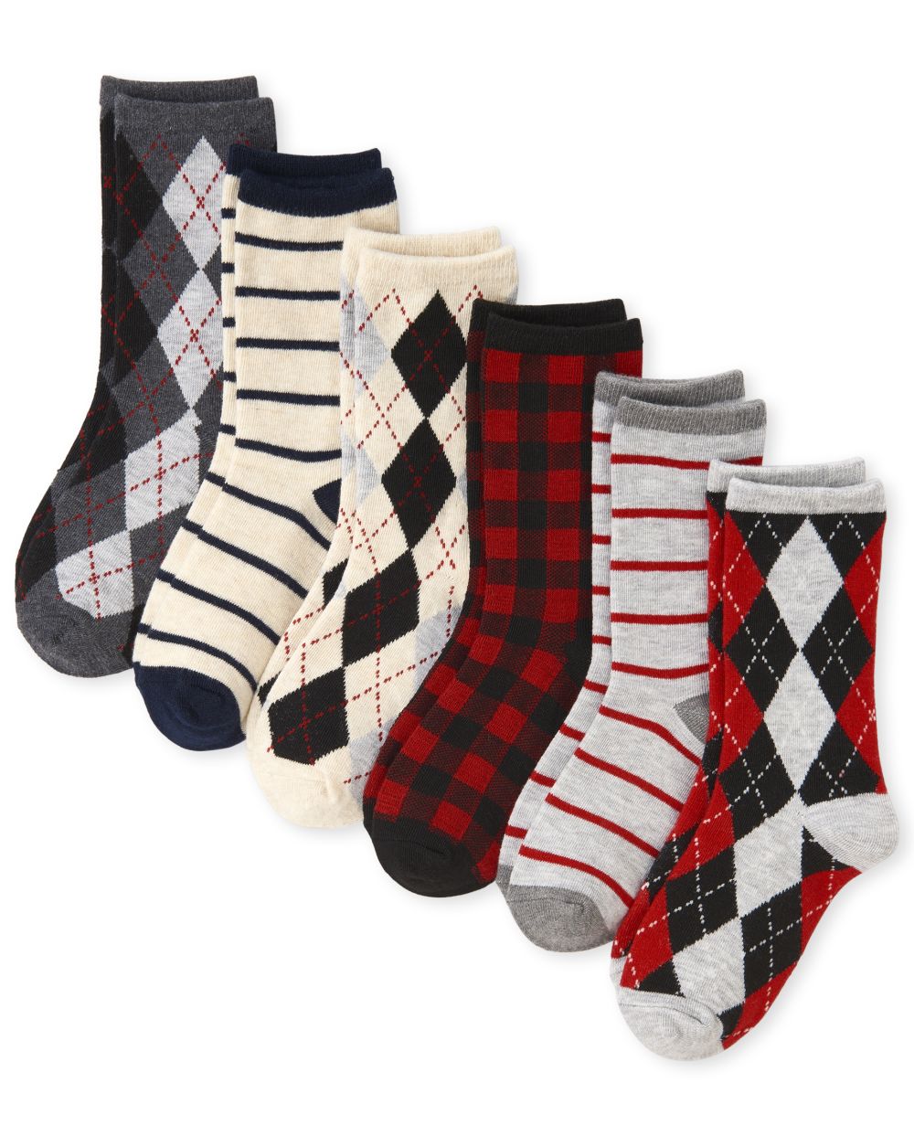 Boys Argyle Crew Socks 6-Pack