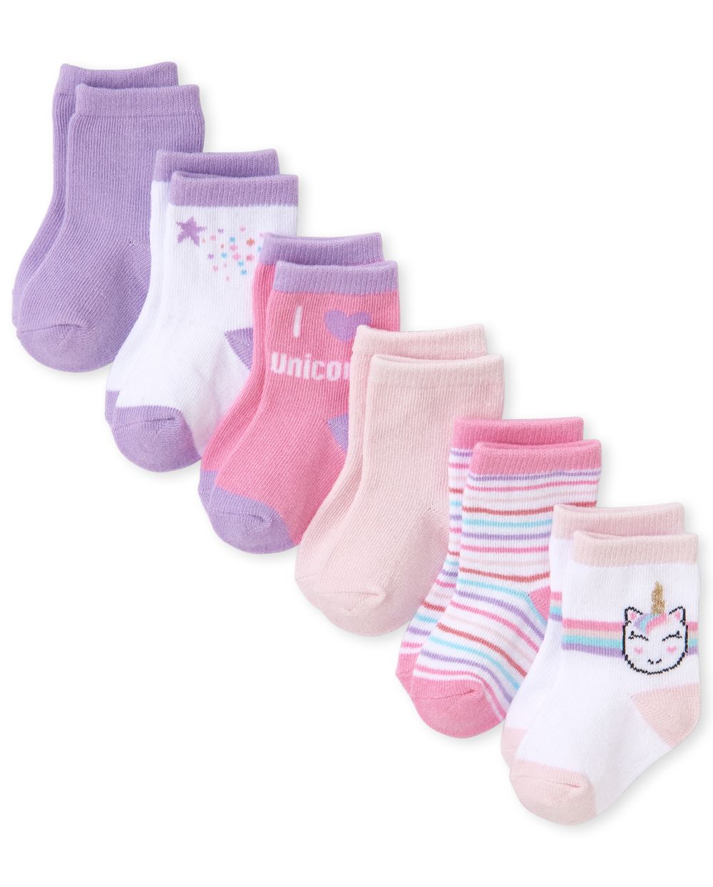 Baby Girls Glitter Unicorn Socks 6Pack