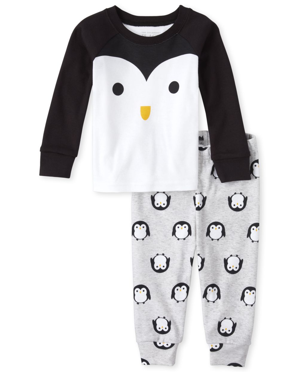 Baby And Toddler Boys Long Sleeve Penguin Face Matching Snug Fit Cotton Pajamas
