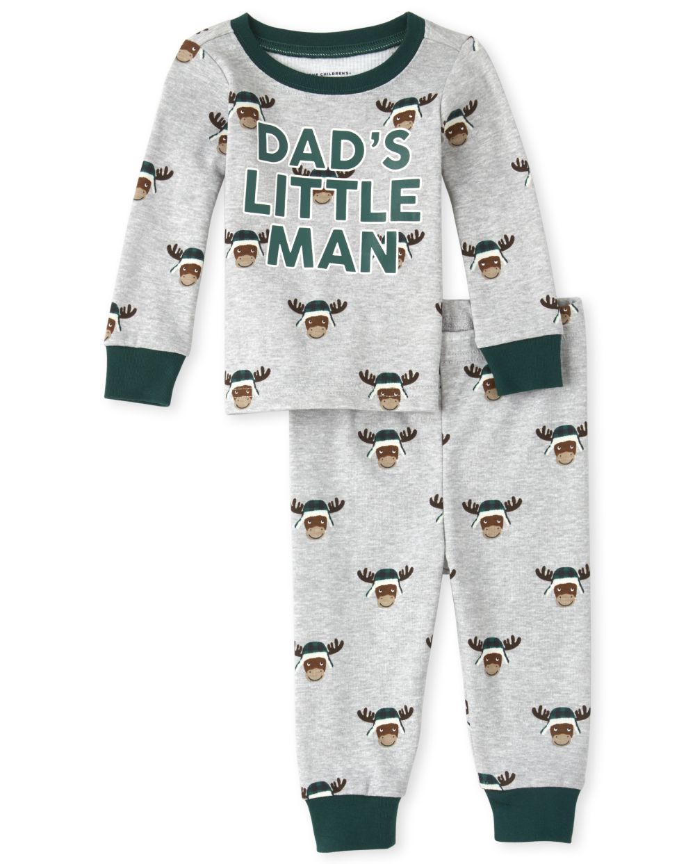 Baby And Toddler Boys Long Sleeve 'Dad's Little Man' Moose Print Snug