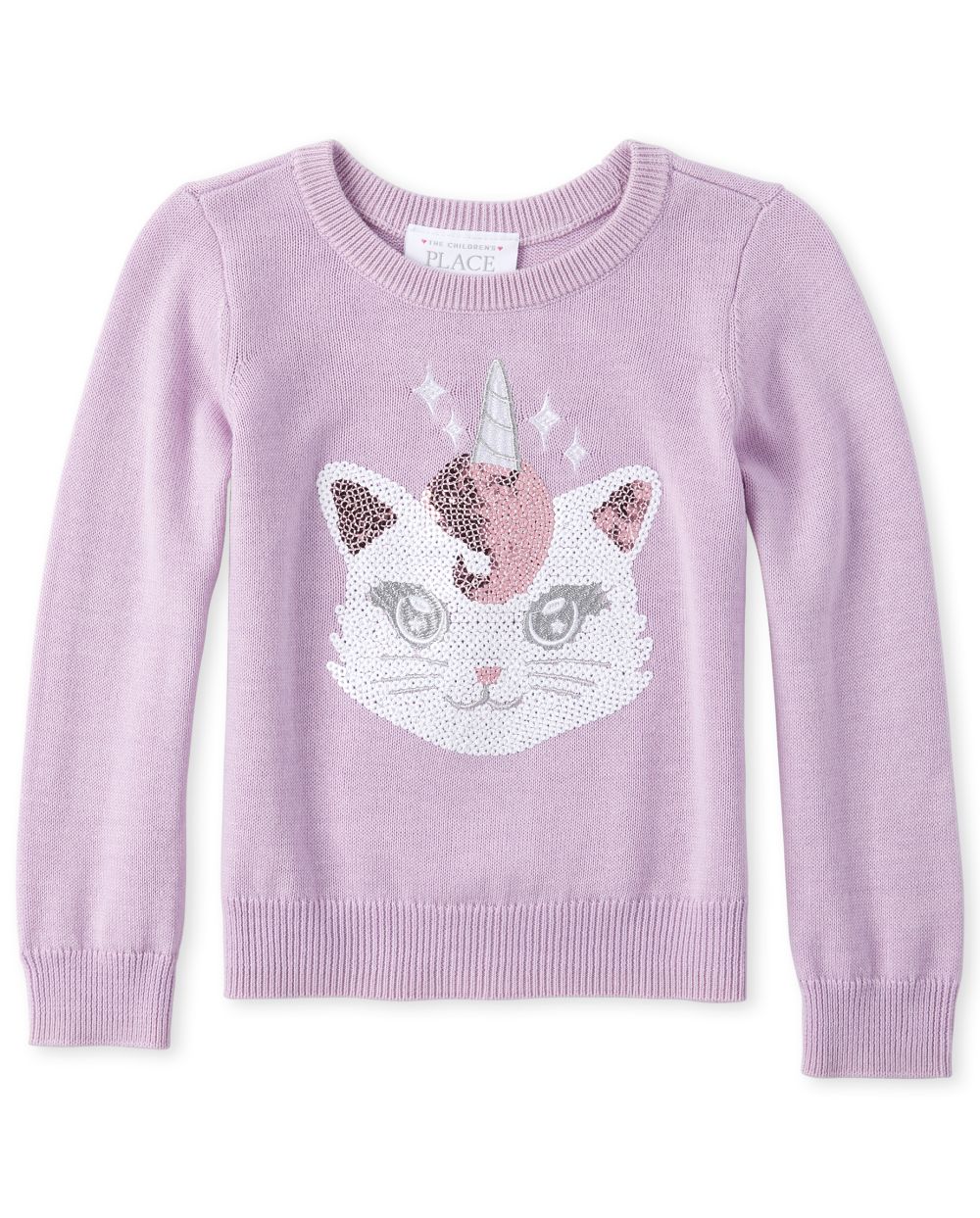 Baby And Toddler Girls Long Sleeve Embellished Animal Graphic Sweater