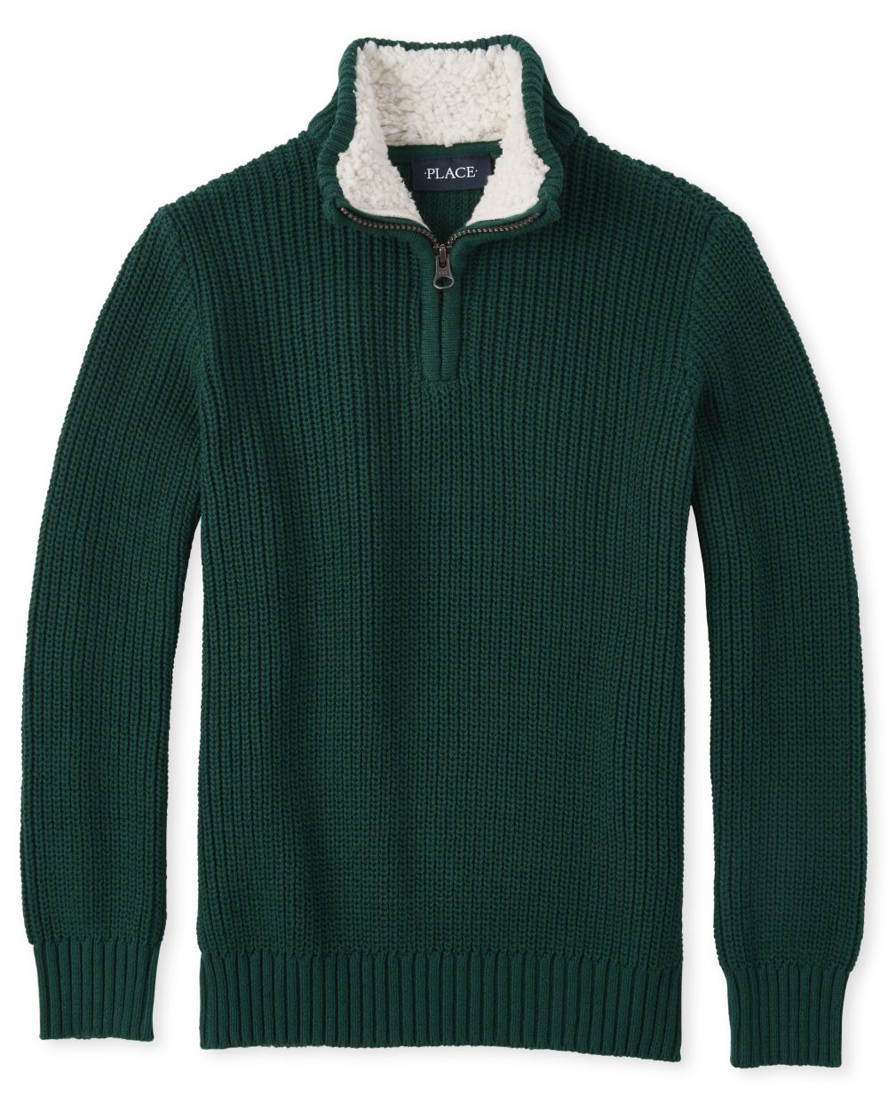 Boys Christmas Long Sleeve Sherpa Matching Half Zip Mock Neck Sweater