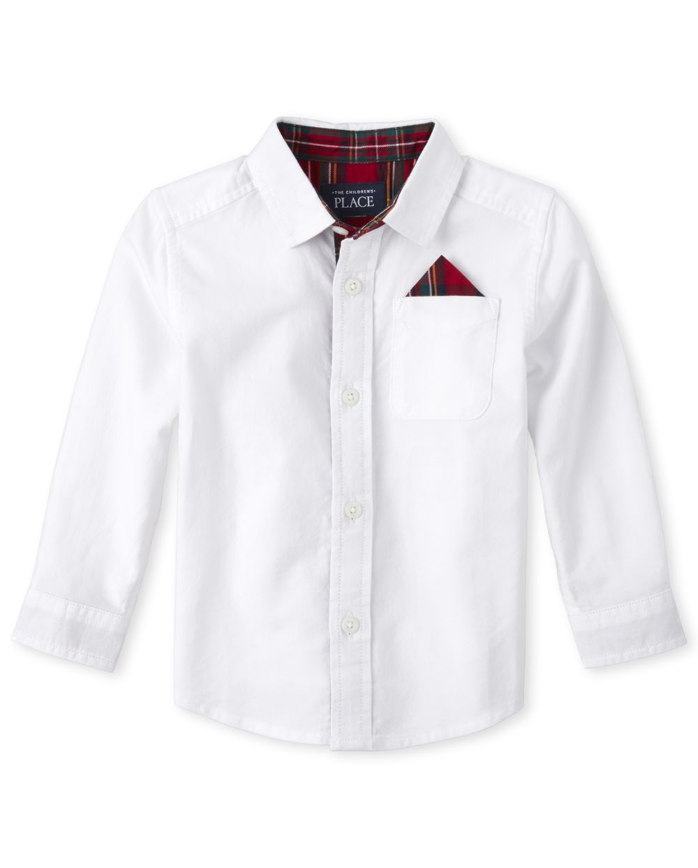 Toddler And Boys TINY COLLECTIONS Long Sleeve Plaid Trim Oxford Button