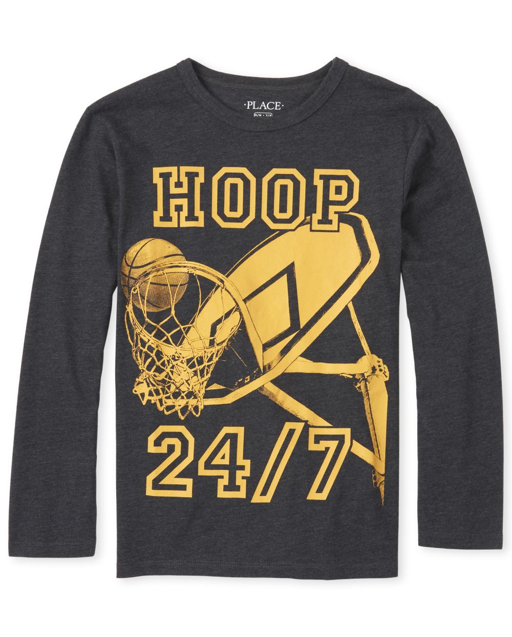 Boys Long Sleeve 'Hoop 24 7' Basketball Graphic Tee